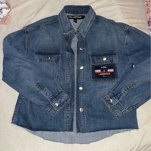 Karl Lagerfeld Denim Jean Jacket with Logo Patch